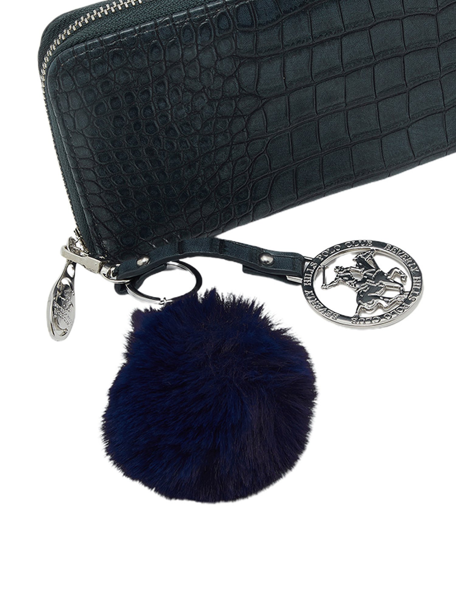 Beverly Hills Polo Club Navy Textured Medium Zip Around Wallet for Women