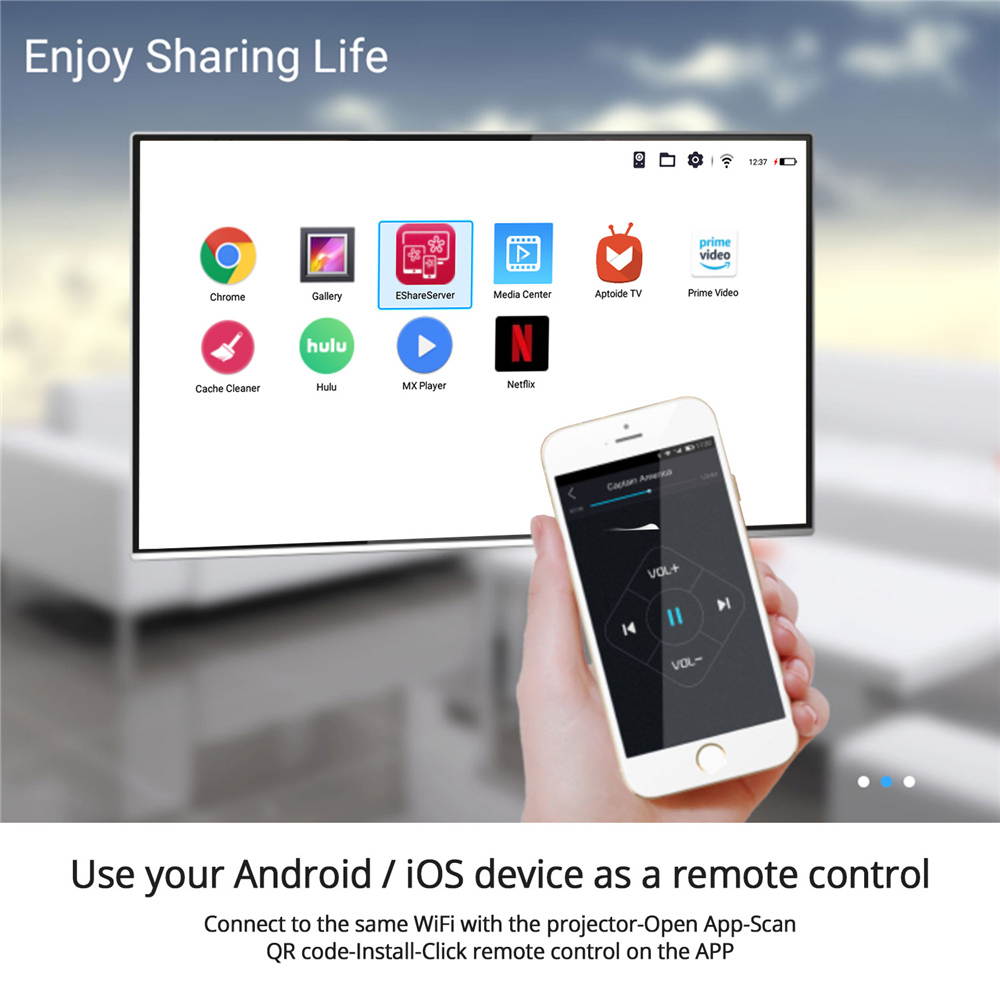 Atomicx P100B PICO Portable Mini Projector Android 7.1 Wireless WiFi Smart Projector