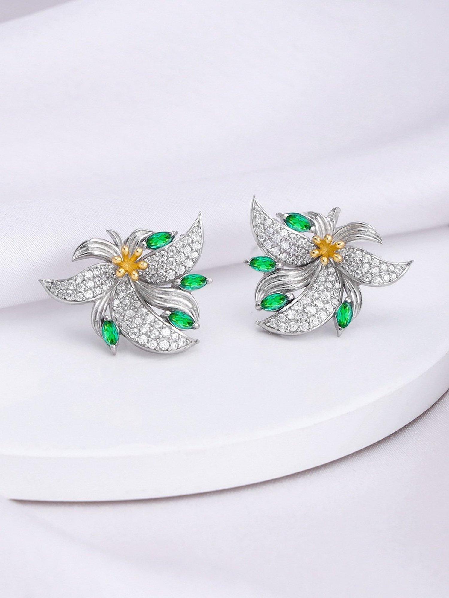 GIVA 925 Sterling Silver Bhumi Tranquil Trillium Stud Earrings For Women