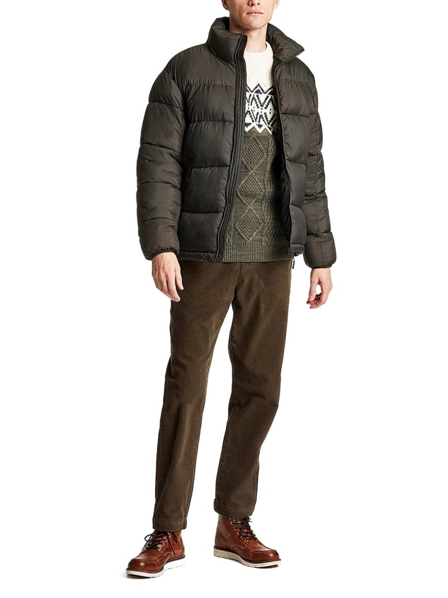 Lindbergh Green Regular Fit Quilted Puffer Jacket