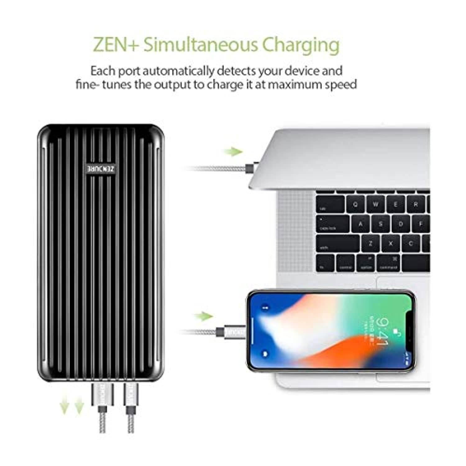 Zendure 45W Power Delivery Portable Charger A6PD 20100mAh Ultra-Durable PD Power Bank with USB-C Input/Output, External Battery for MacBook Pro, iPhone, Black (ZDA6PD-b)