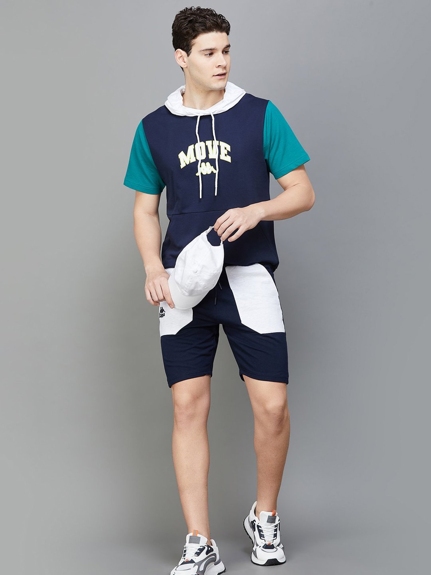 KAPPA Navy Regular Fit Printed Hooded Sweatshirt