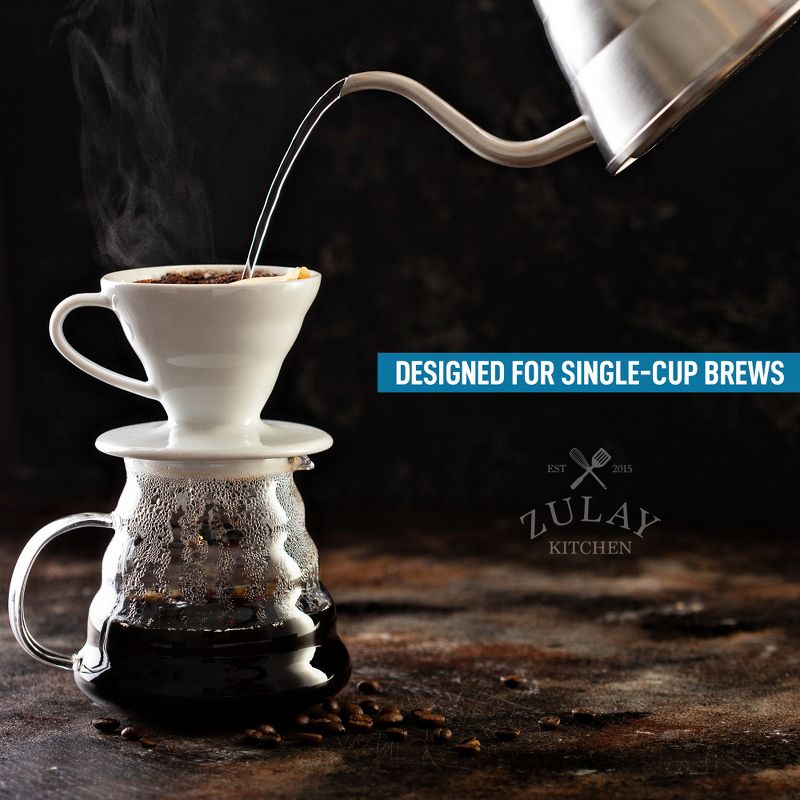 Zulay Kitchen Pour Over Kettle, 34 fl oz | 1 Liter - Top-Grade Stainless Steel Gooseneck Kettle with Built-In Thermometer