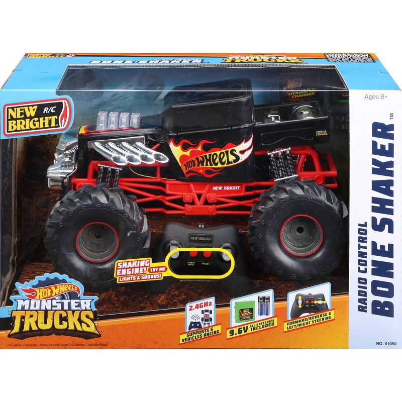New Bright  Hot Wheels R/C  Monster Truck - 1:10  Scale - 9.6 Volt  - Bone Shaker