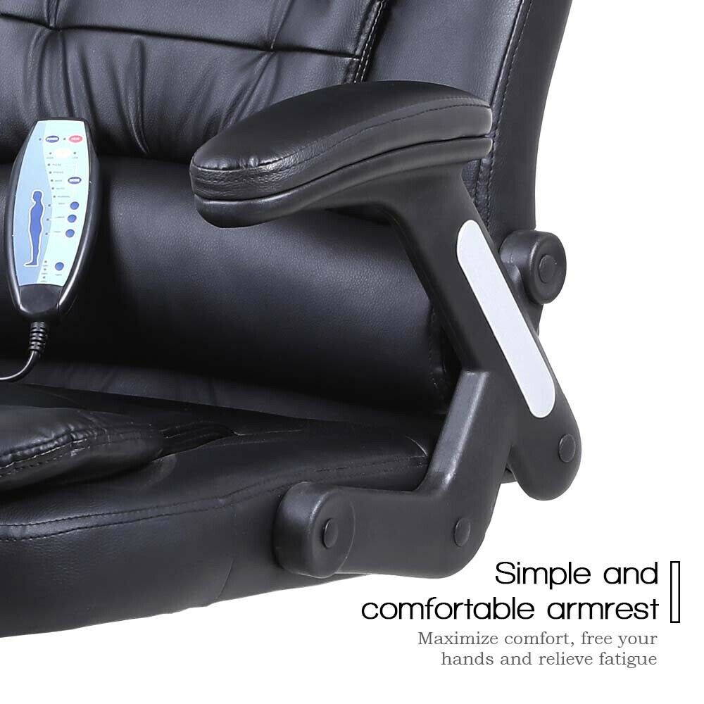 Upgrade 6 Point Massage Chair Office Executive Ergonomic Leather Vibrating Heat