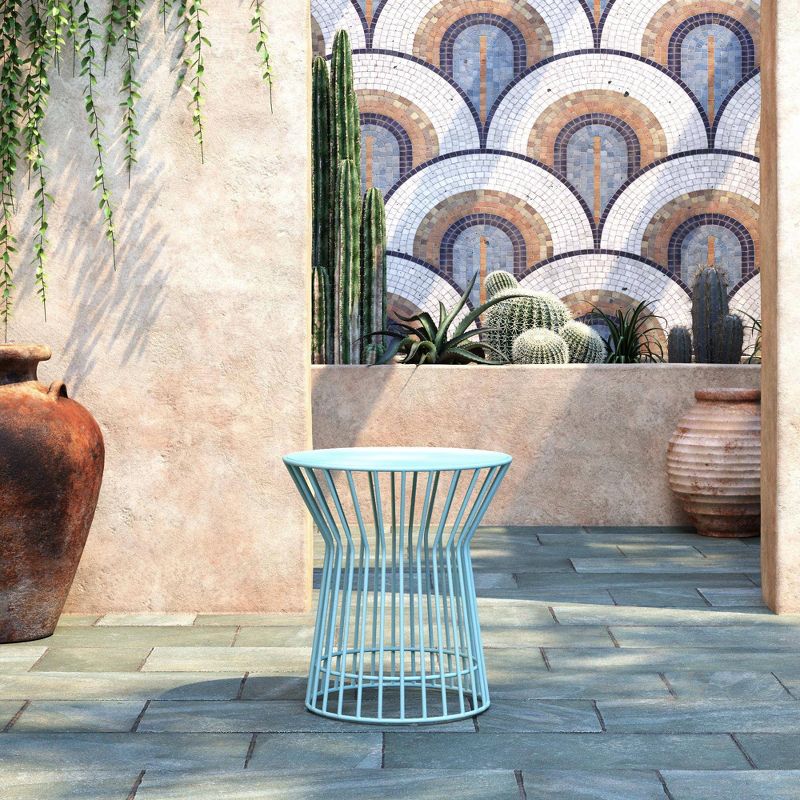 Roberta Outdoor/Indoor Side Table - Aqua Haze - Novogratz