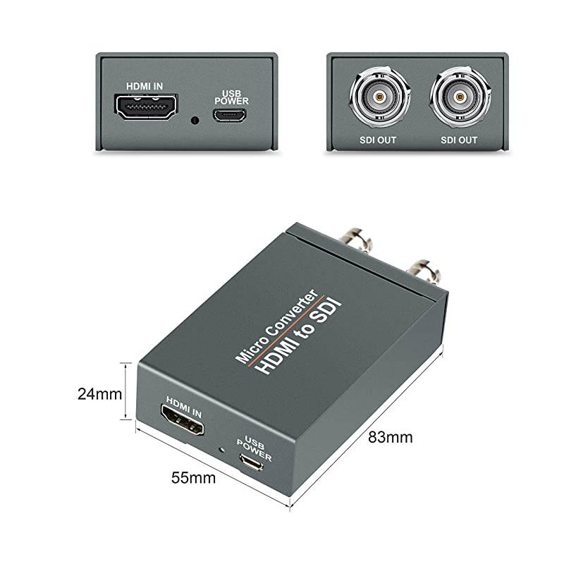Micro Converter HDMI to SDI with PowerHDMI in to Two SDI Output Mini 3G HD SDSDI Video Converter Adapter with Audio EmbedderSupport 1080P 60HzAuto Format Detection for CameraHDMI to SDI