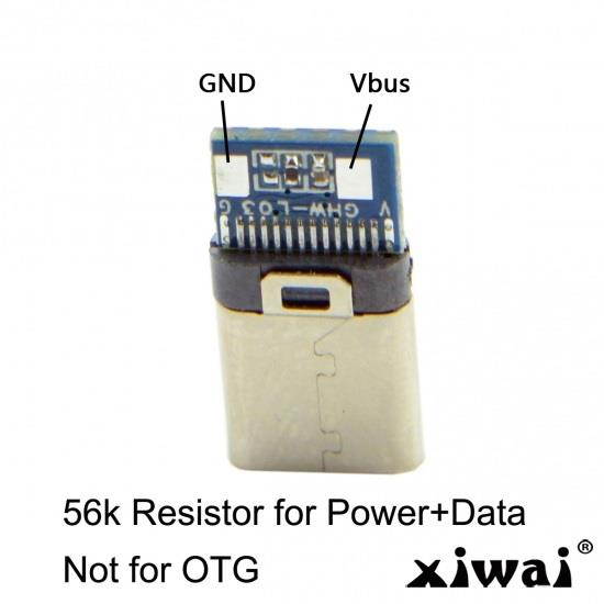 Xiwai 5set DIY 24pin Type C USB-C Male Plug Connector SMT type with Black Housing Cover