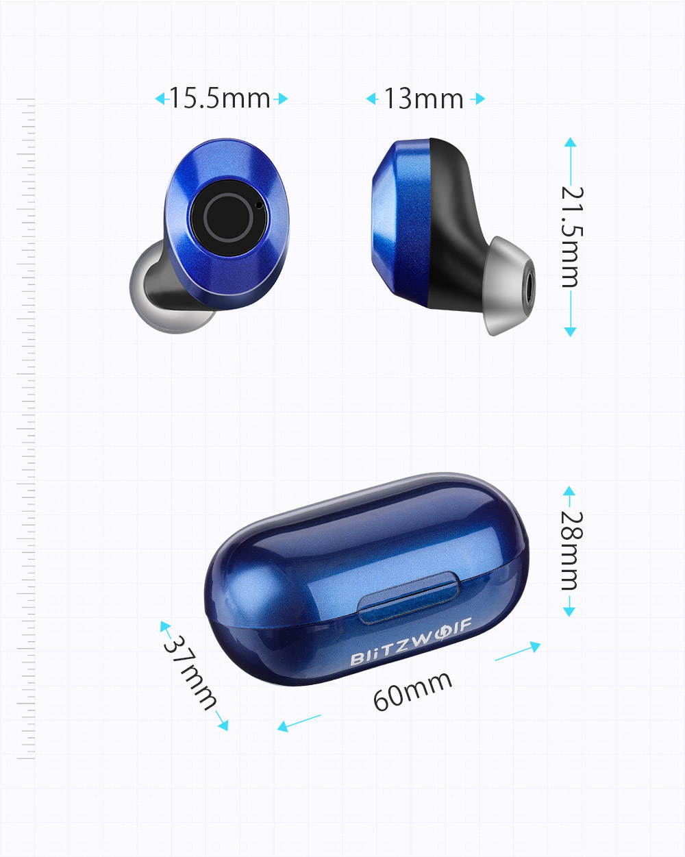 BW Bluetooth V5 Wireless Earphone Headphones Stereo TWS Earbuds 10M IPX6