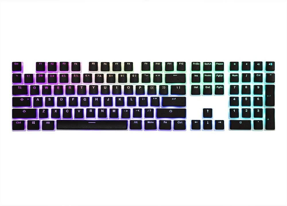 EPOMAKER 108 Keys OEM PBT Double Shot Pudding Keycaps Set with Translucent Layer for Mechanical Keyboard (Black)