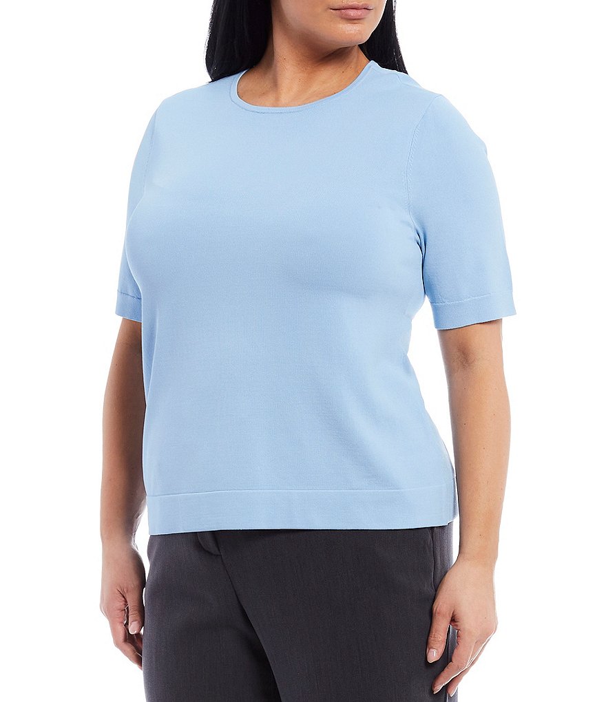 Investments Plus Size Signature Yarn Short Sleeve Crew Neck Top