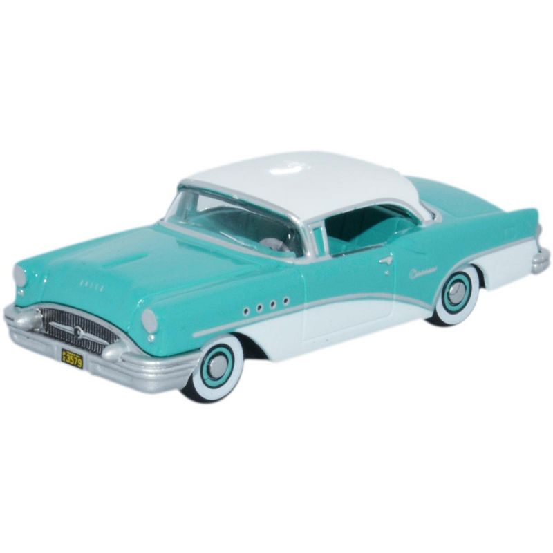 1955 Buick Century Turquoise and Polo White 1/87 (HO) Scale Diecast Model Car by Oxford Diecast