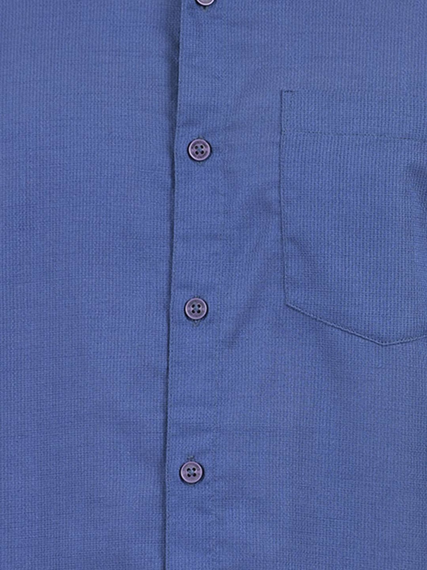 Numero Uno Blue Cotton Slim Fit Shirt