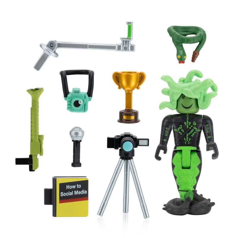 Roblox Avatar Shop Series Collection - Social Medusa Influencer with Selfie Stick Figure Pack (Includes Exclusive Virtual Item)