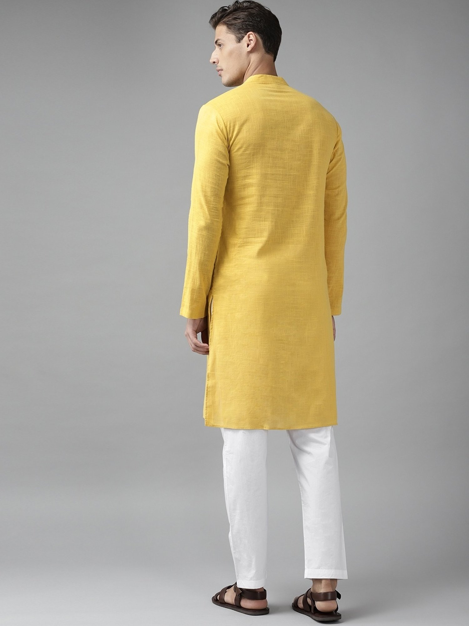 See Designs Yellow & White Cotton Regular Fit Kurta Bottom Set