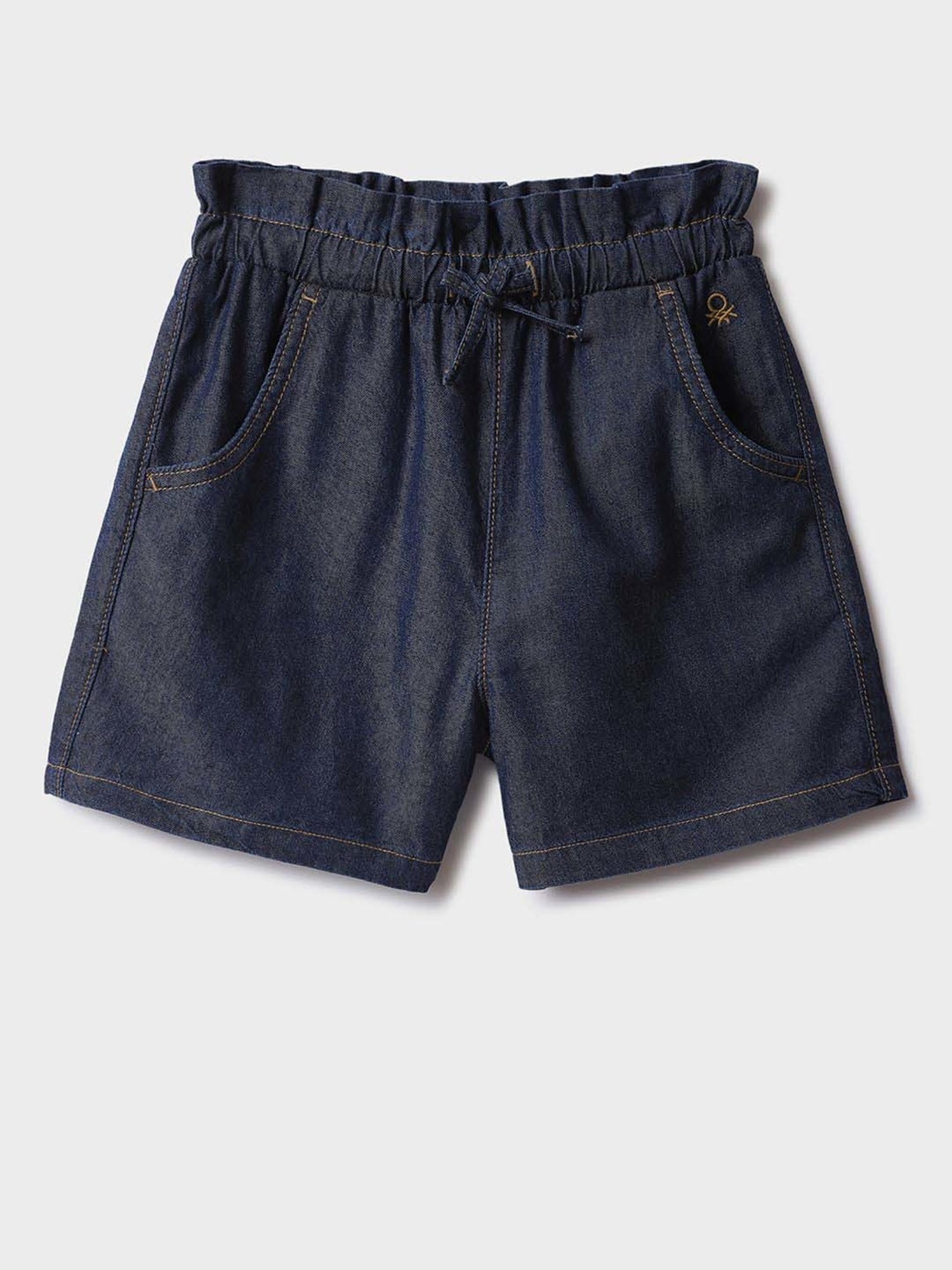 United Colors of Benetton Girls Blue Solid Shorts