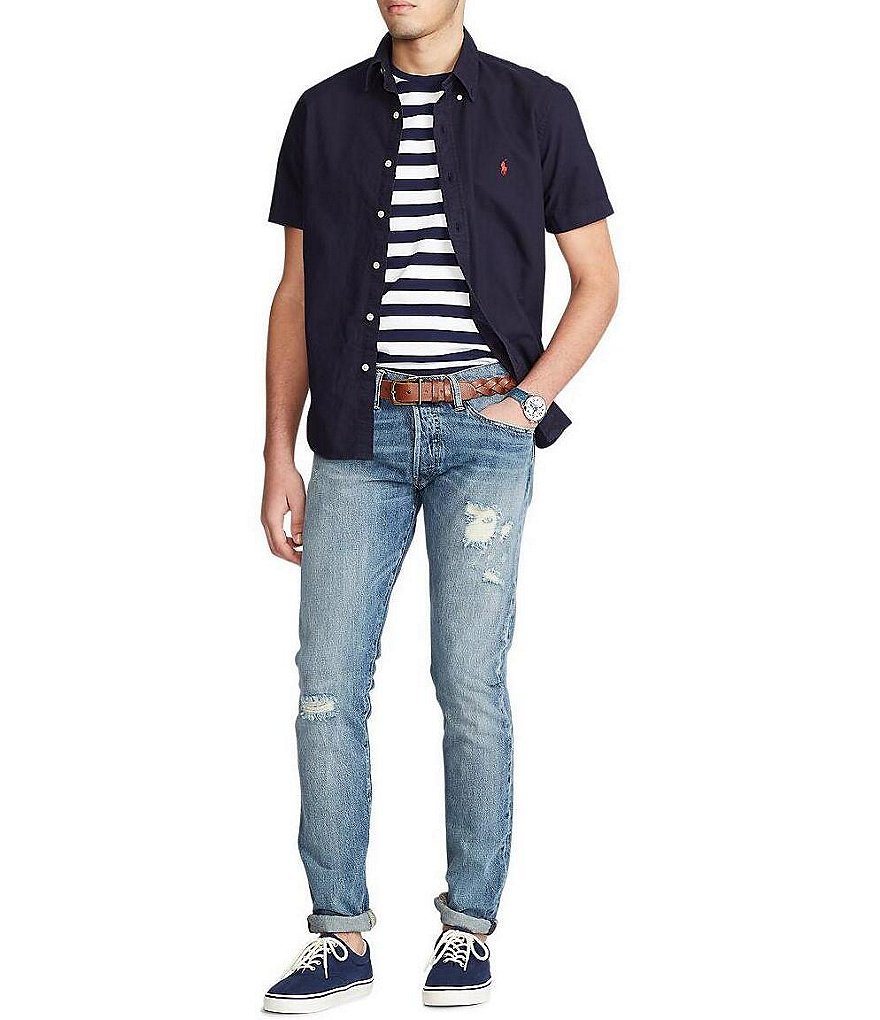 Polo Ralph Lauren Solid Garment-Dye Twill Short-Sleeve Woven Shirt