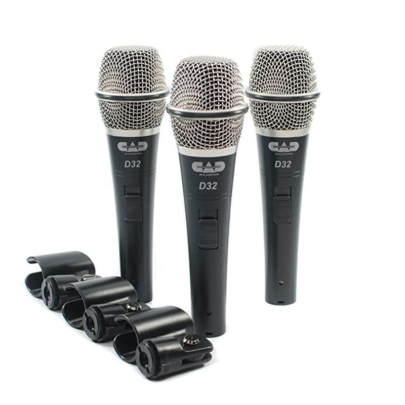 Audio Live D32 Supercardioid Dynamic Microphone with Silent Magnetic OnOff Switch 3Pack