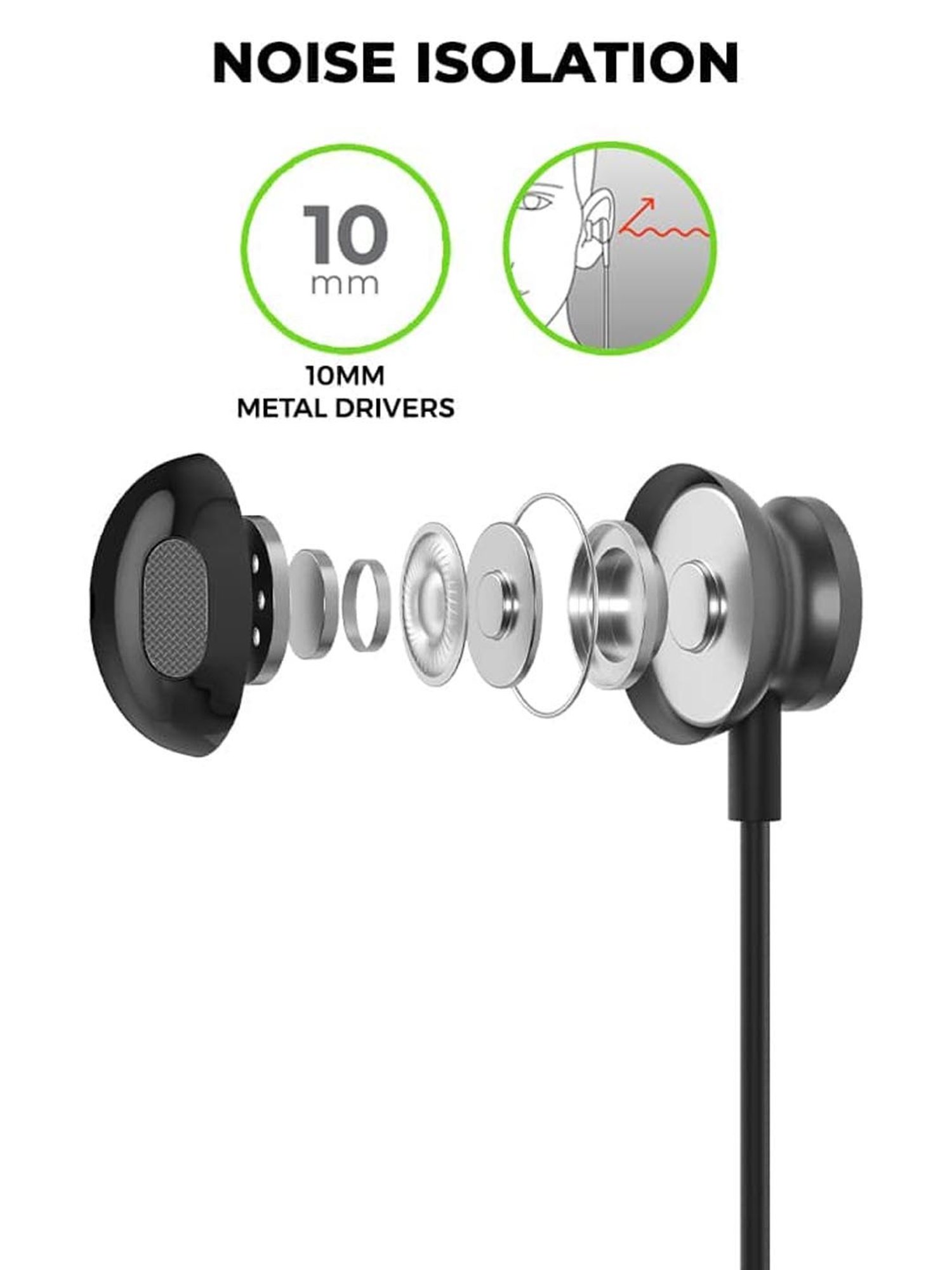 ULTRAPROLINK MoBass UM1129 Noise Isolation Hands Free Metal Earphones with Mic (Black)