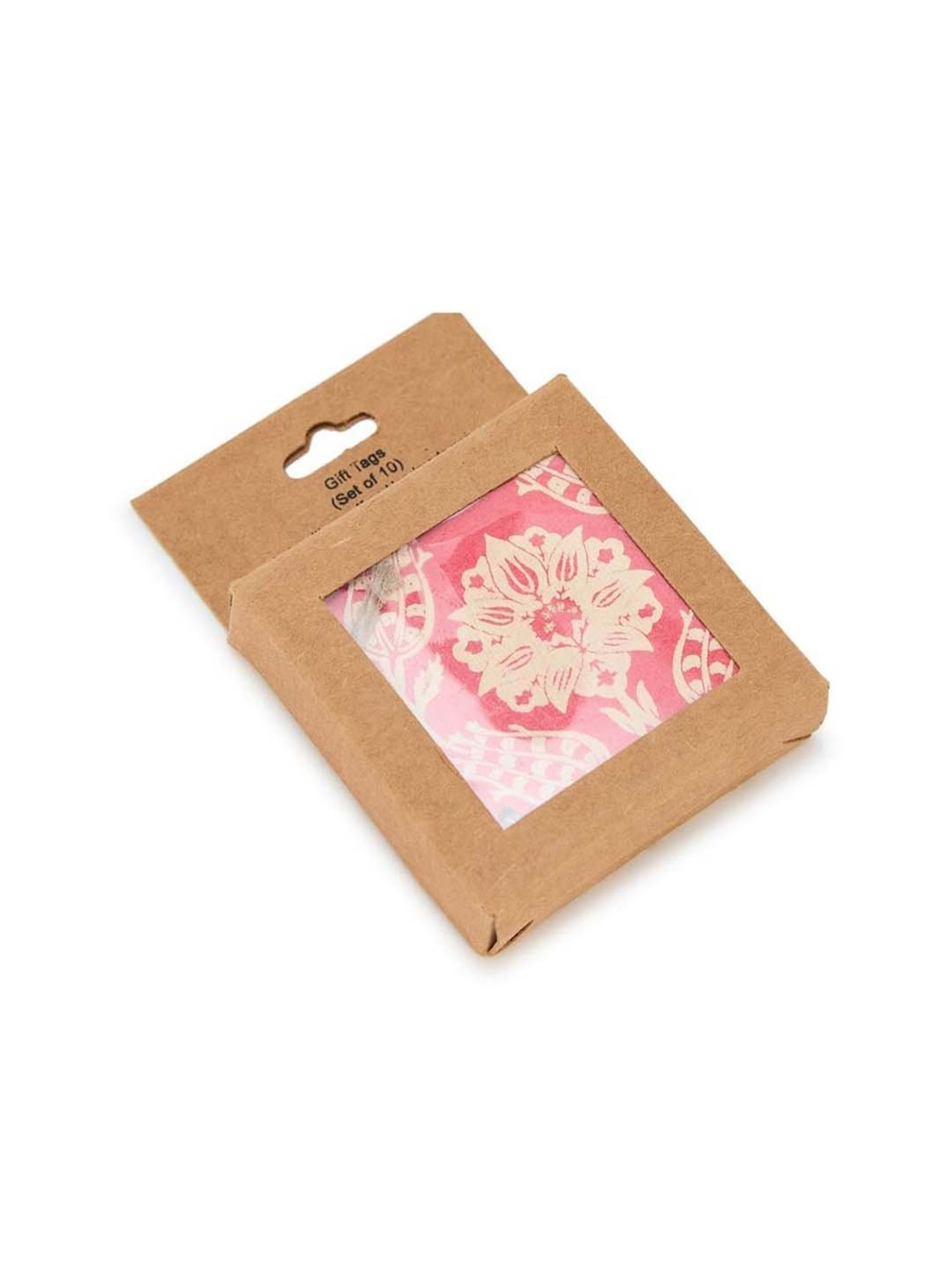 Fabindia Home Pink Paper Printed Sarkhaab Gift Tag - Set of 10