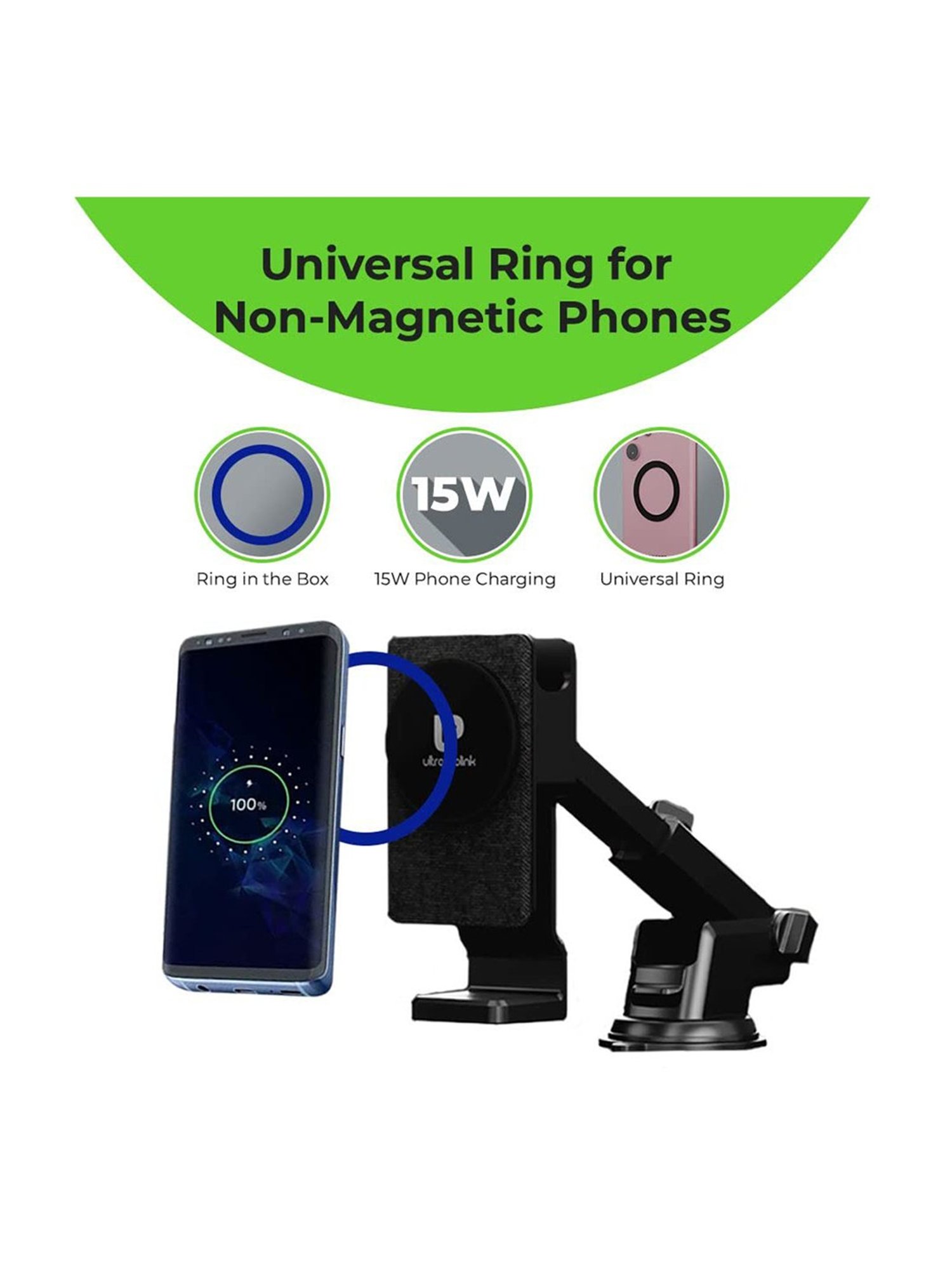 ULTRAPROLINK Vylis Auto20 UM1140, 20W Mag-safe 3-in-1 Wireless Car Charger Dock (Black)