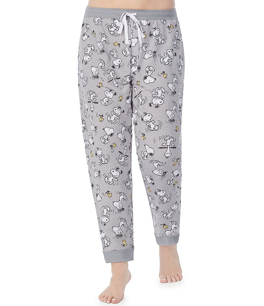 Peanuts Plus Snoopy & Woodstock Printed French Terry Drawstring Jogger Sleep Pants