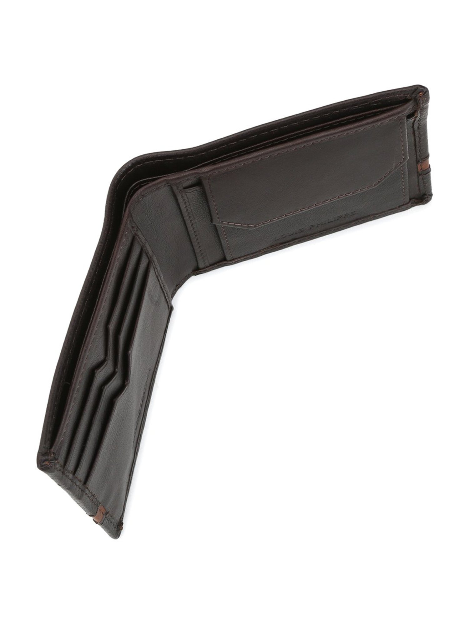 Louis Philippe Brown Printed Leather Bi-Fold Wallet for Men