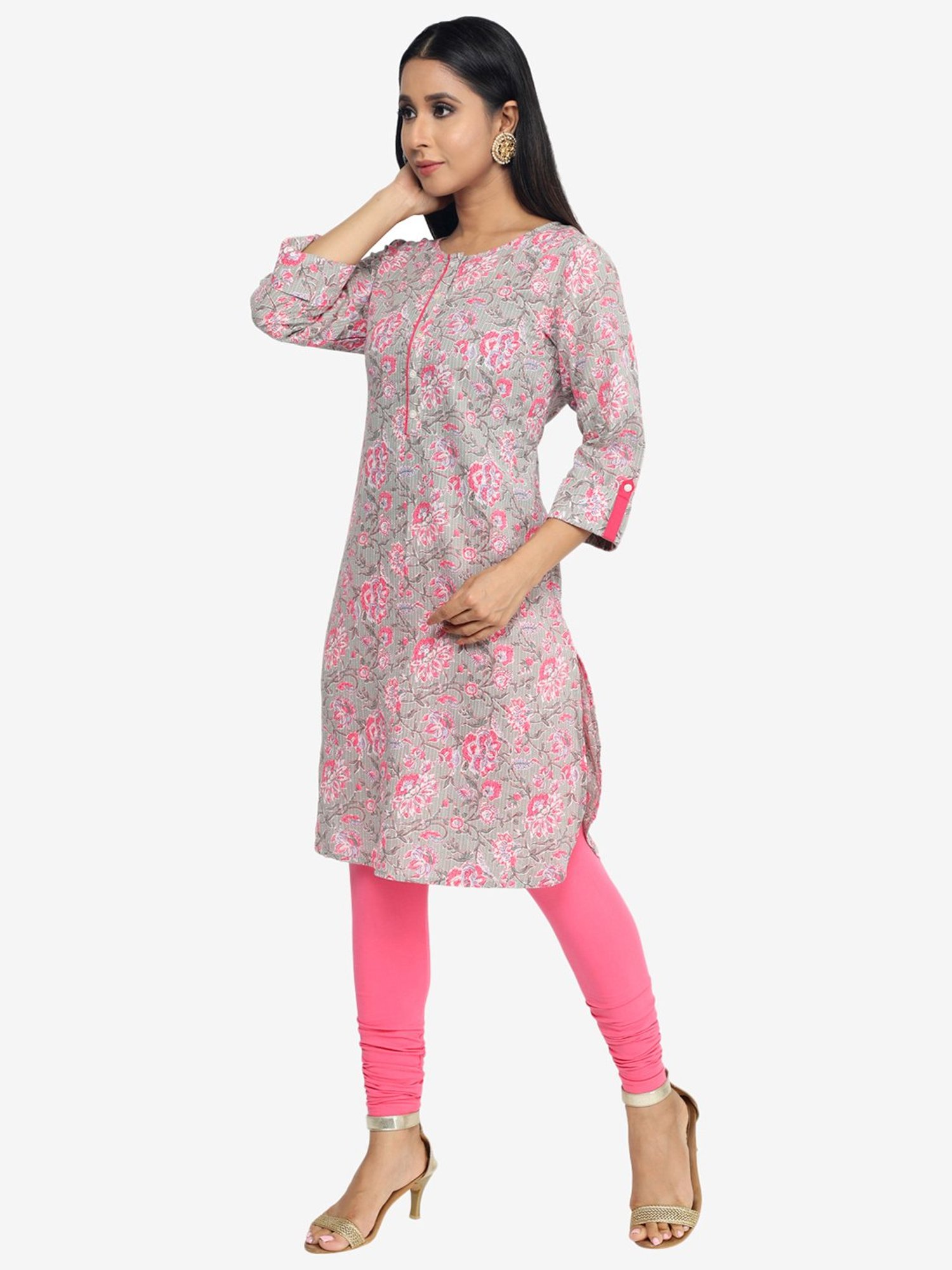 Paislei Grey Printed Cotton Kurta