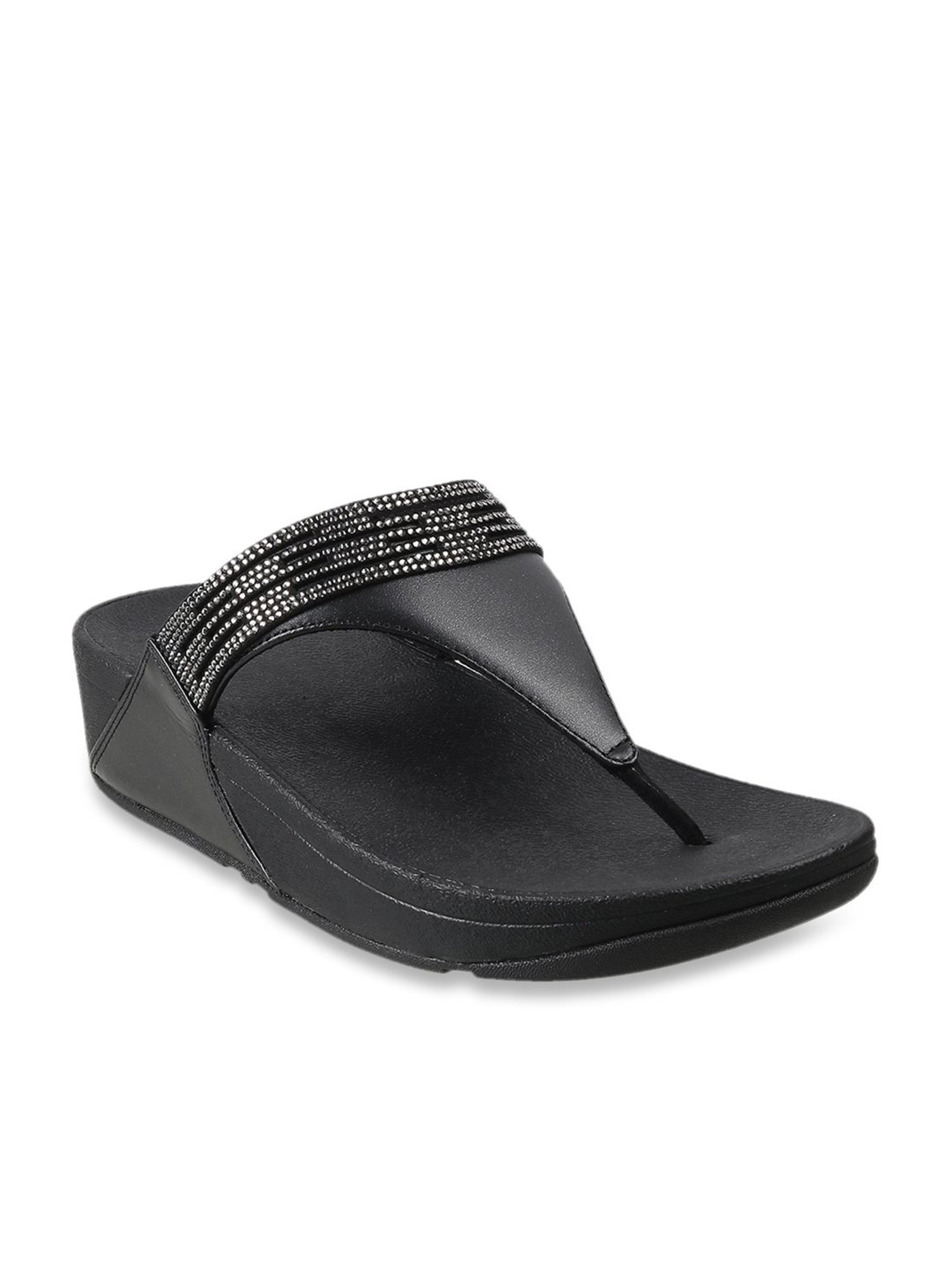 FitFlop Women's Black Thong Wedges