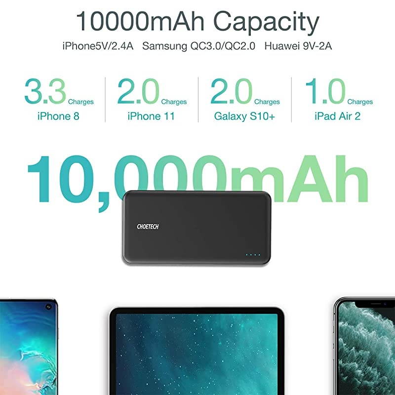 Power Bank USB C for iPhone 12,  10000mAh PD 18W Portable Charger QC 3.0 External Battery Pack Compatible with iPhone 12 Mini/12 Pro Max/11 Pro, Galaxy S20/S20 Ultra, iPad Pro,Nintendo Switch