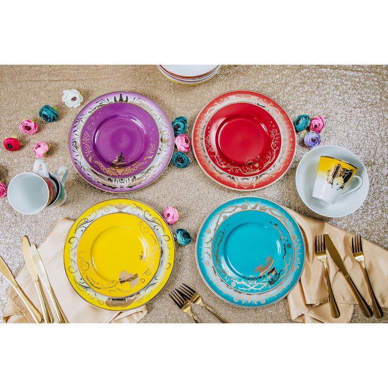 Vremi 16 Piece Multicolor Porcelain Dinnerware Set with 4 Dinner Plates, 4 Dessert Plates, 4 Salad/Soup Bowls, & 4 Coffee/Tea Mugs