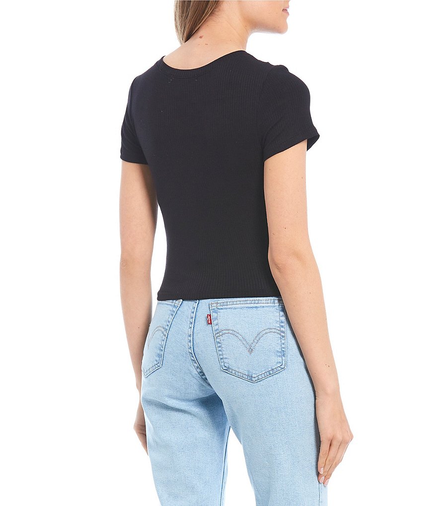 Good Luck Gem Short Sleeve Ruched Front Top