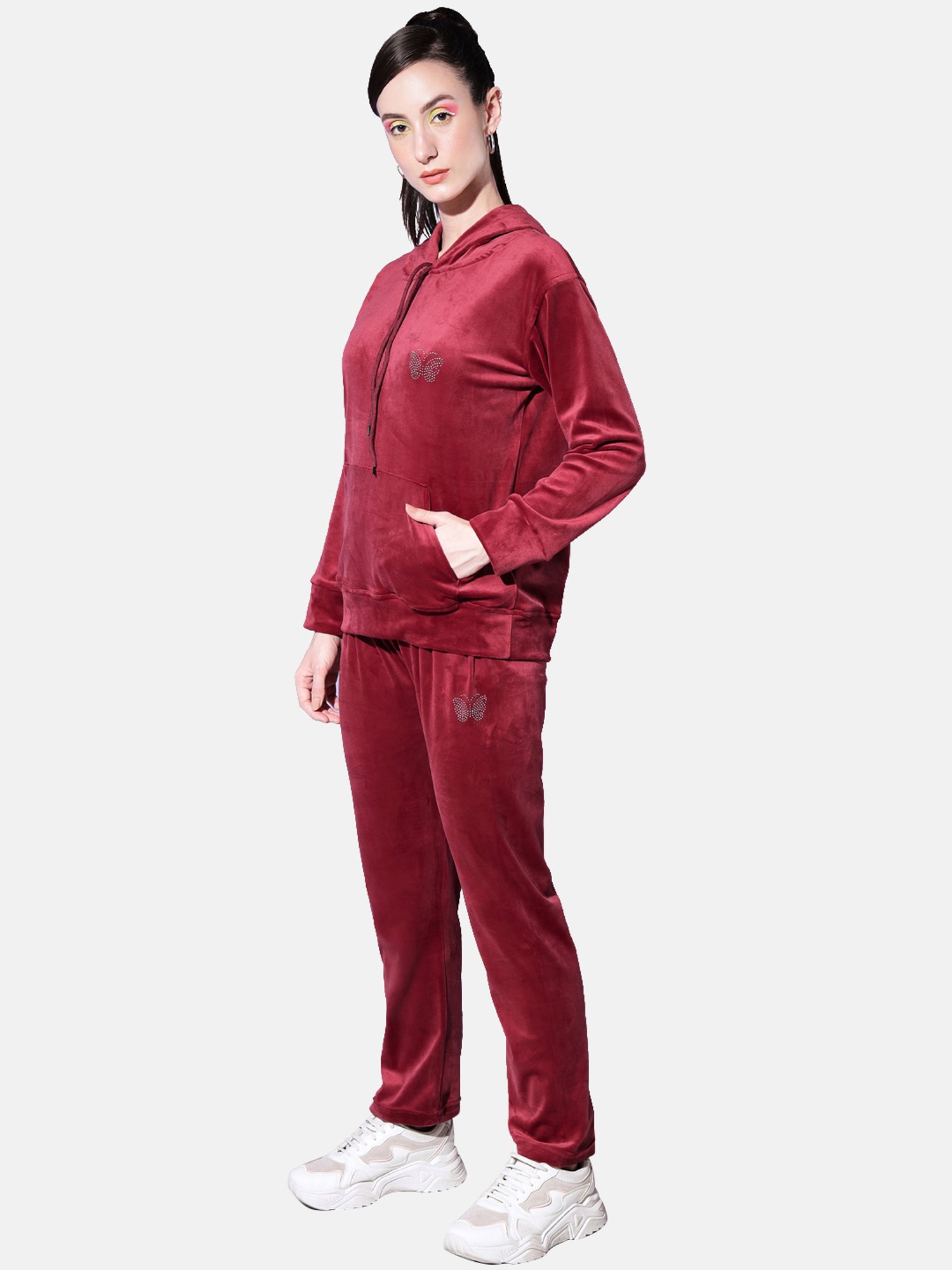 BUYNEWTREND Maroon Regular Fit Sports Tracksuit