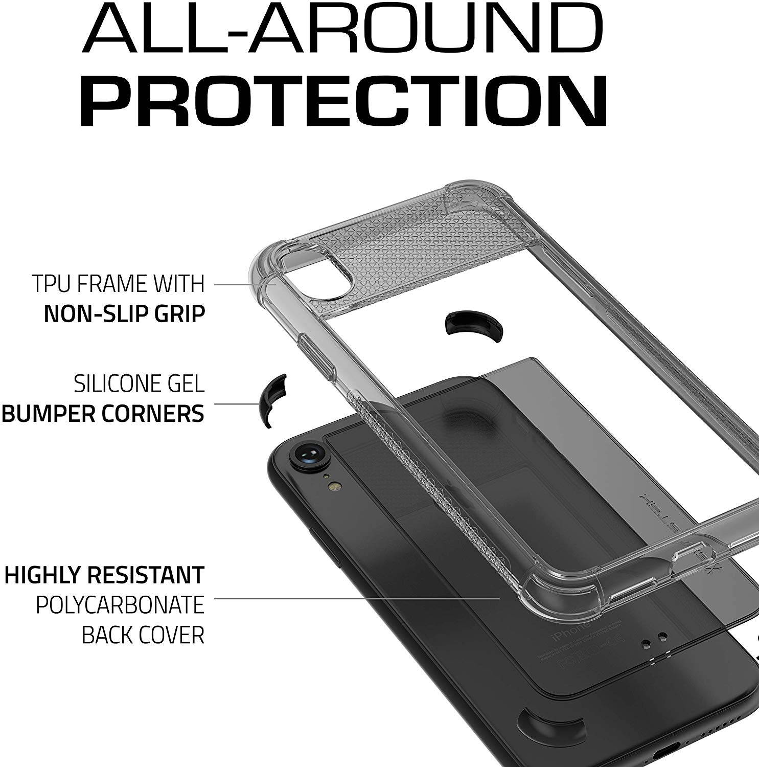 Moshi Vitros Clear Case for iPhone 11 - For Apple iPhone 11 Smartphone - Clear, Raven Black - High Gloss