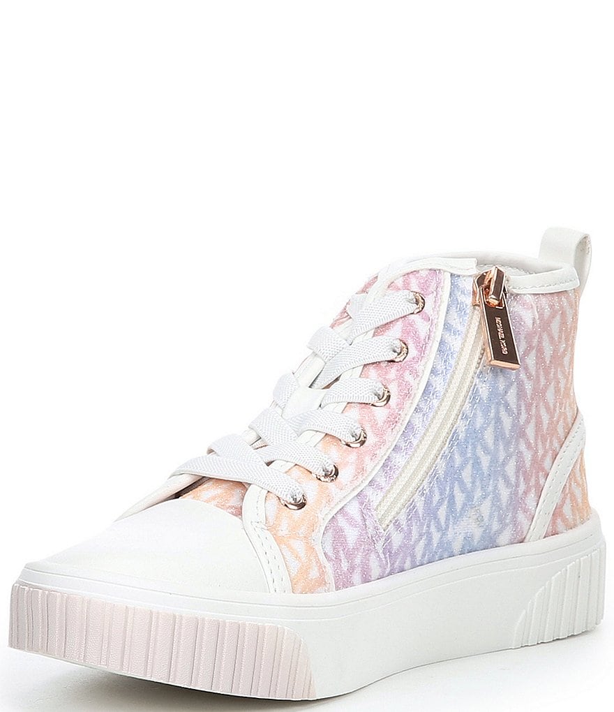 MICHAEL Michael Kors Girls' Skate Split Glitter Logo Print Hi Top Sneakers (Youth)