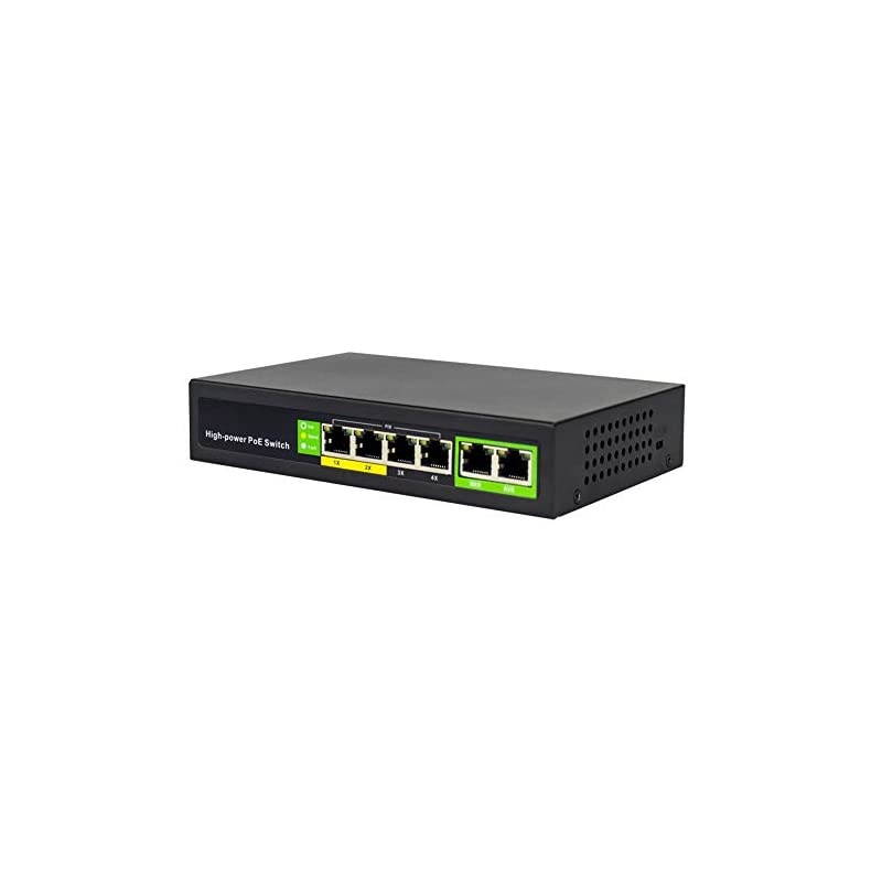 Port PoE Switch 100Mbps with 2 Ethernet Uplink Port 8023at8023af 65W Unmanaged PoE+ Switch