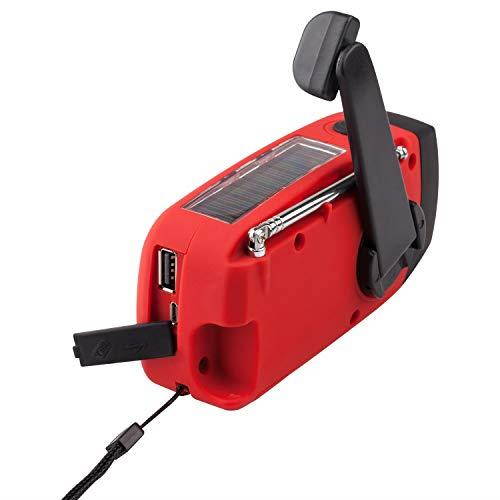 Upgraded Version  IS088+ 1000mAh Solar Hand Crank Radio AMFMNOAAWB Weather Emergency Radio Dynamo LED Flashlight Power Bank for iPhoneAndroid Smart Phone Red