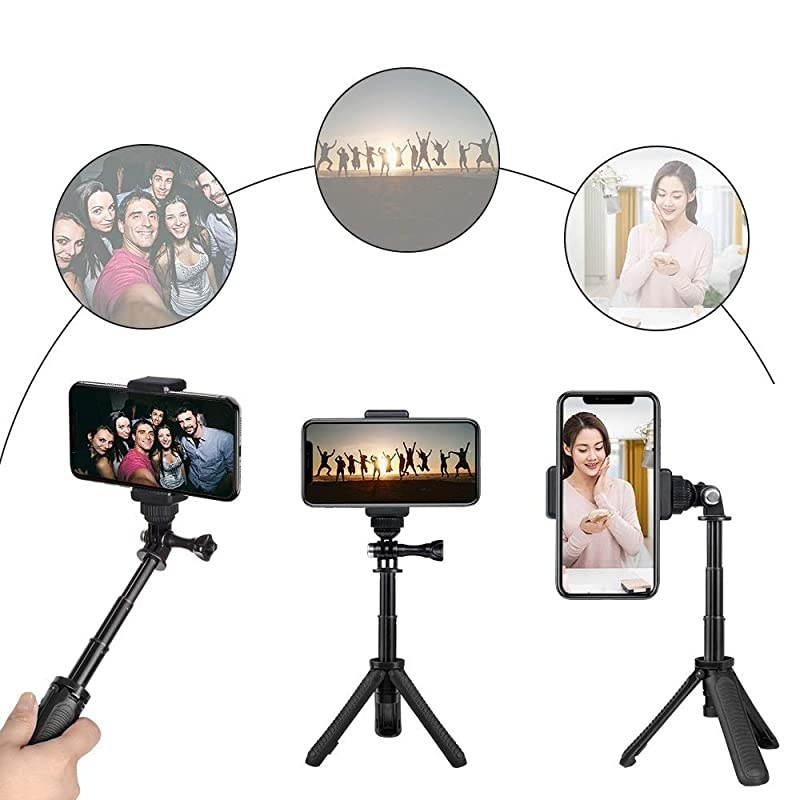Mini Selfie Stick Tripod Kit Two in One Compatible with GoPro AKASO Action Camera and Cell Phone Accessories