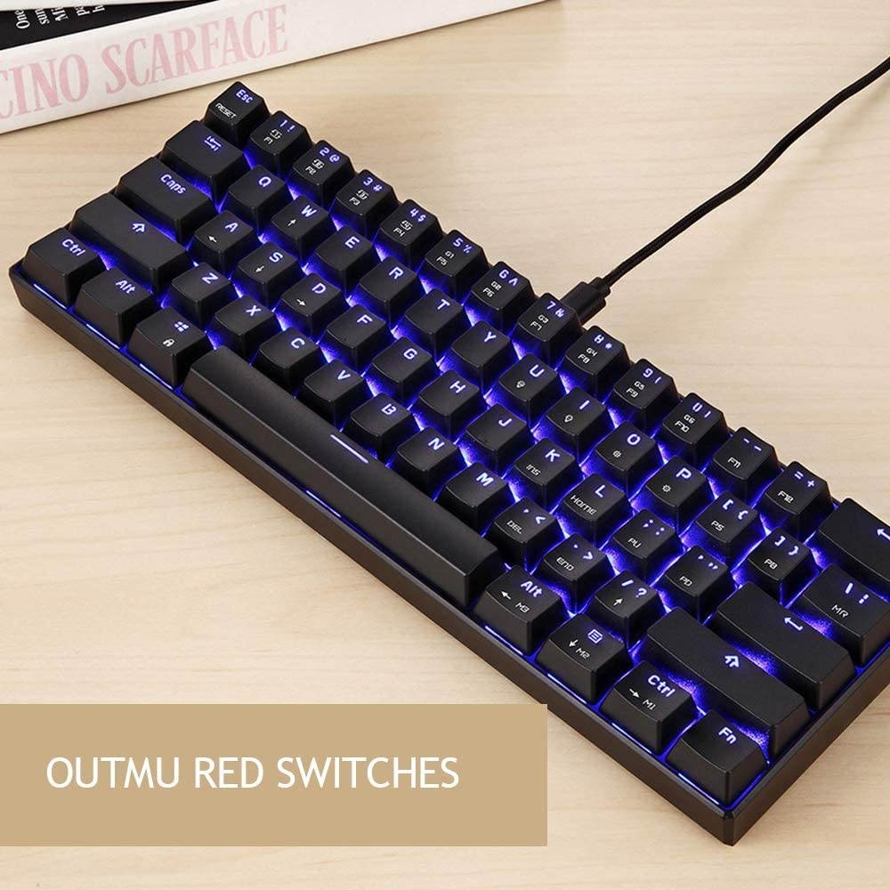 Docooler MOTOSPEED CK61 USB Wired Mechanical Gaming Keyboard RGB Red Switches Keyboard 61 Keys