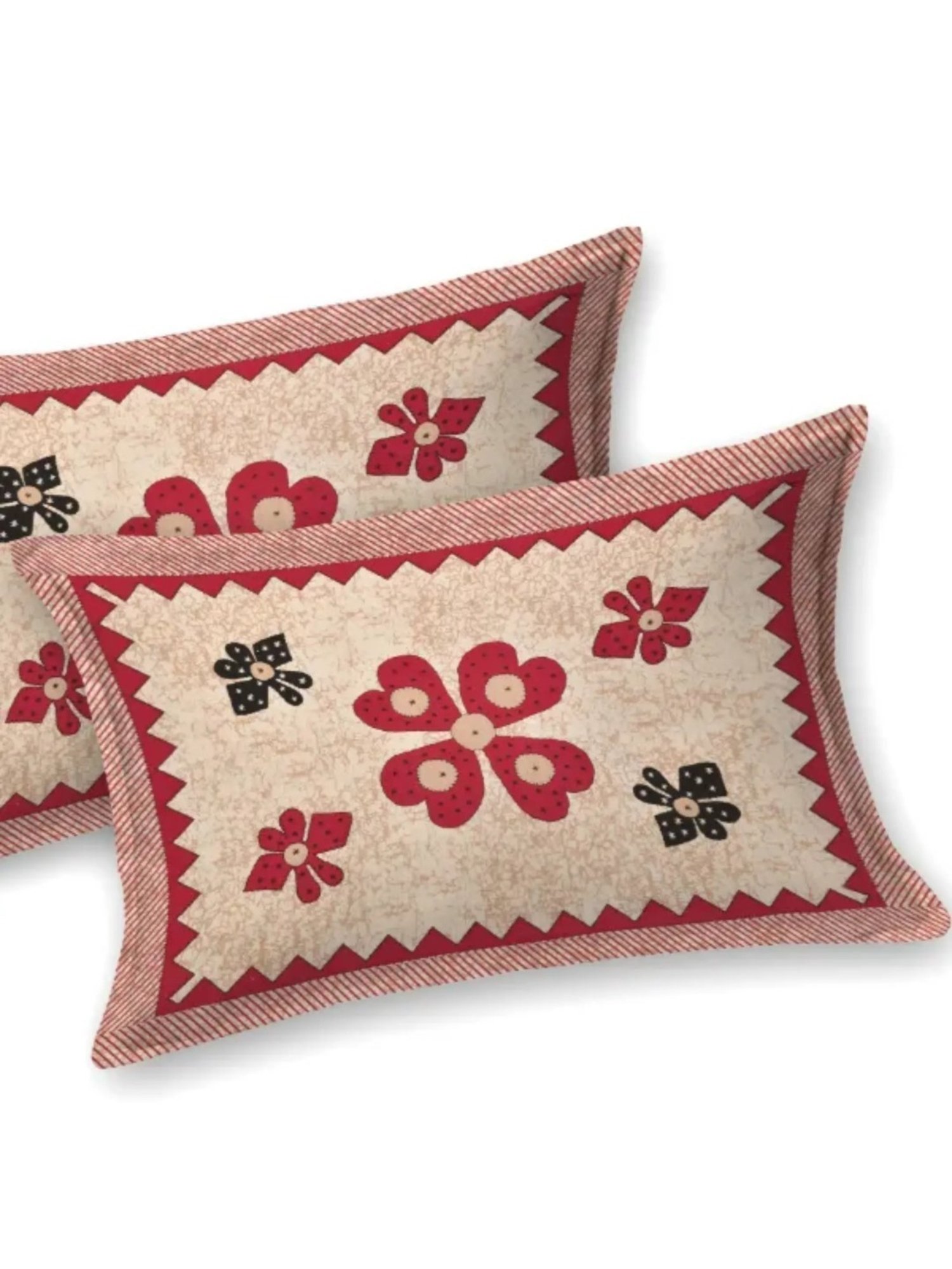 Living Roots Floral Red 240 TC Cotton Bedsheet with 2 Pillow Covers