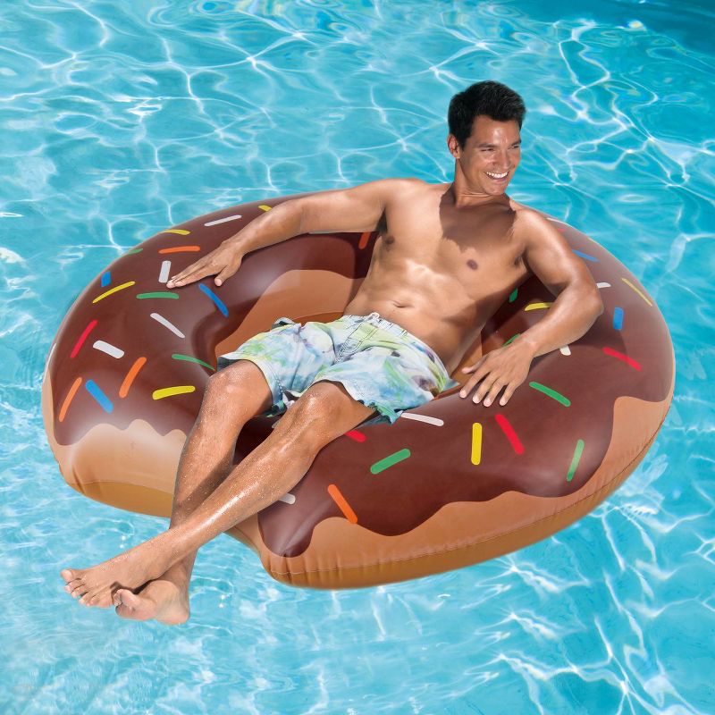 4 Summer Waves Chocolate or Strawberry Pink Donut Inflatable Swimming Pool Float