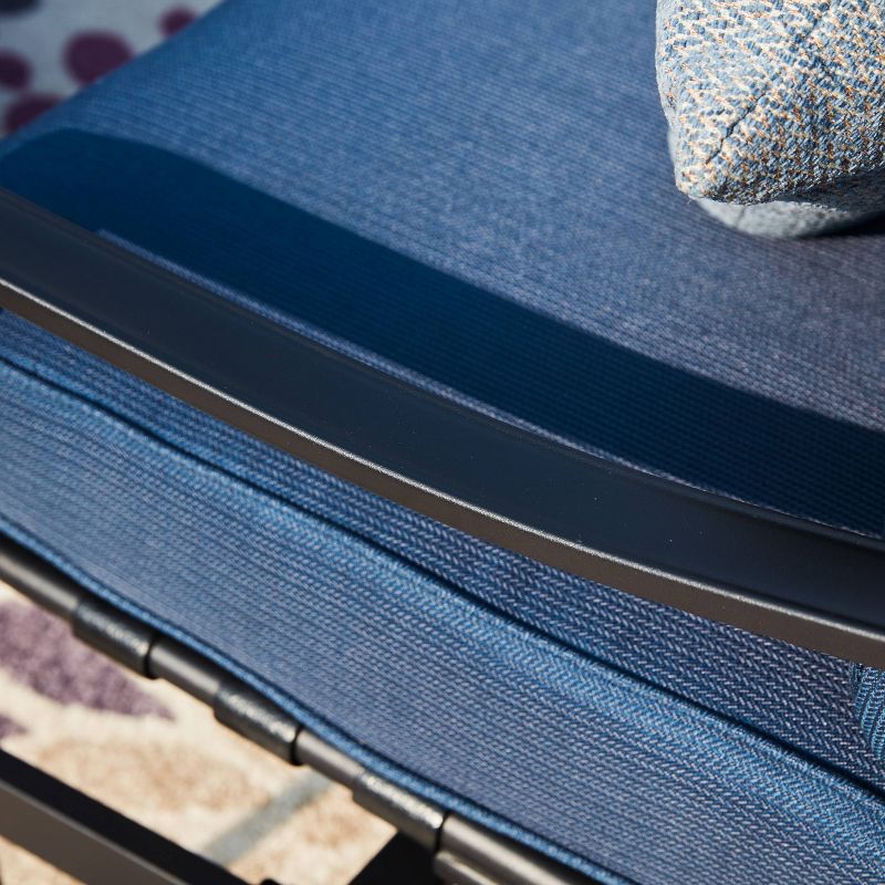 2pc Steel Outdoor Patio Accent Chairs Blue - Lokatse