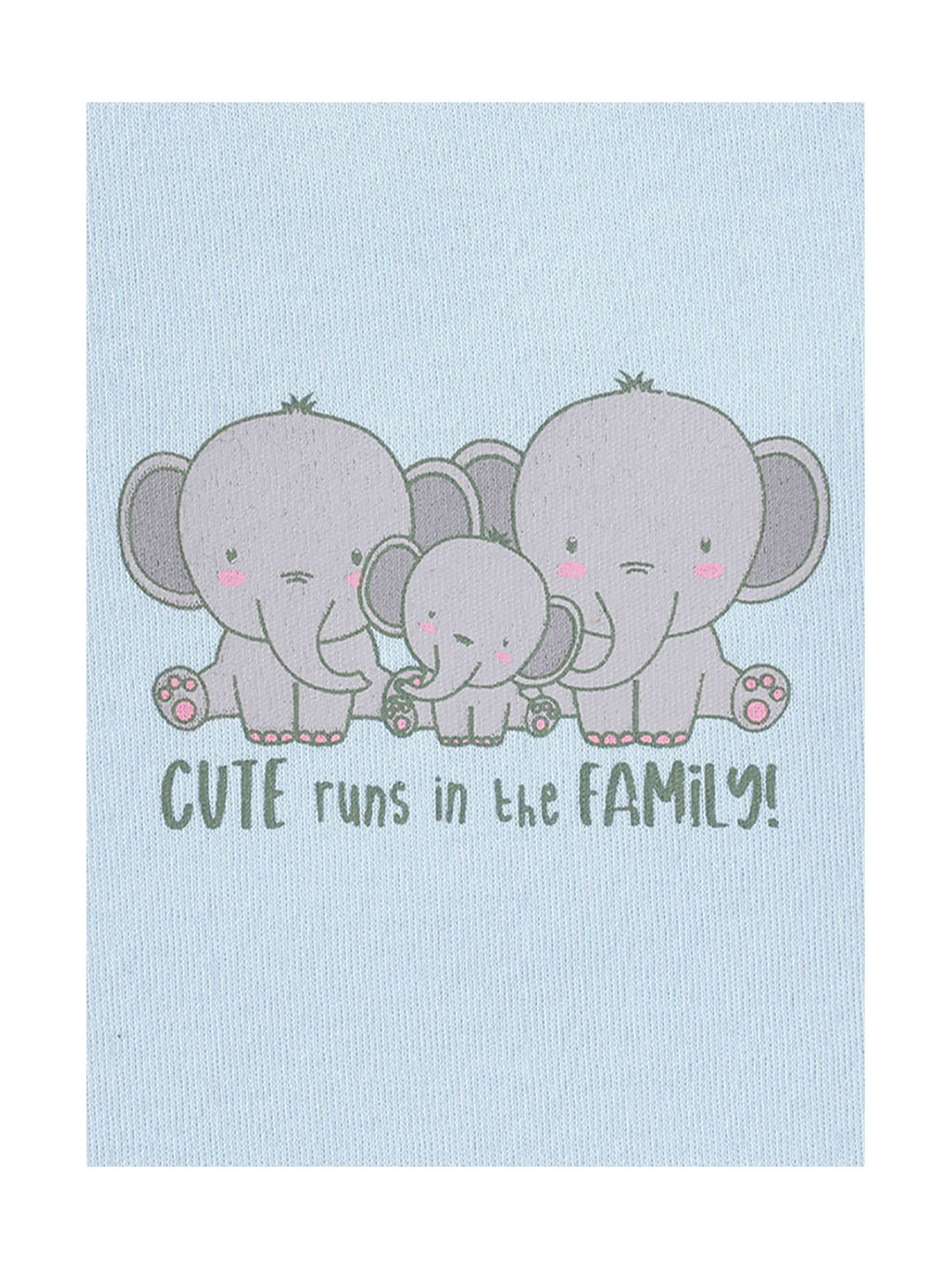 Ed-a-Mamma Baby Blue & White Printed Bodysuit (Pack Of 2)