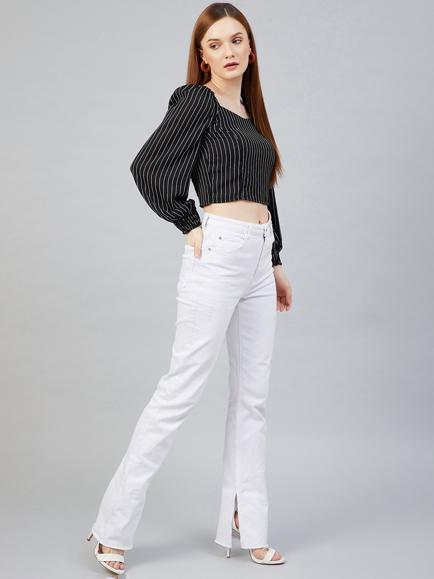 Rare Black Striped Crop Top