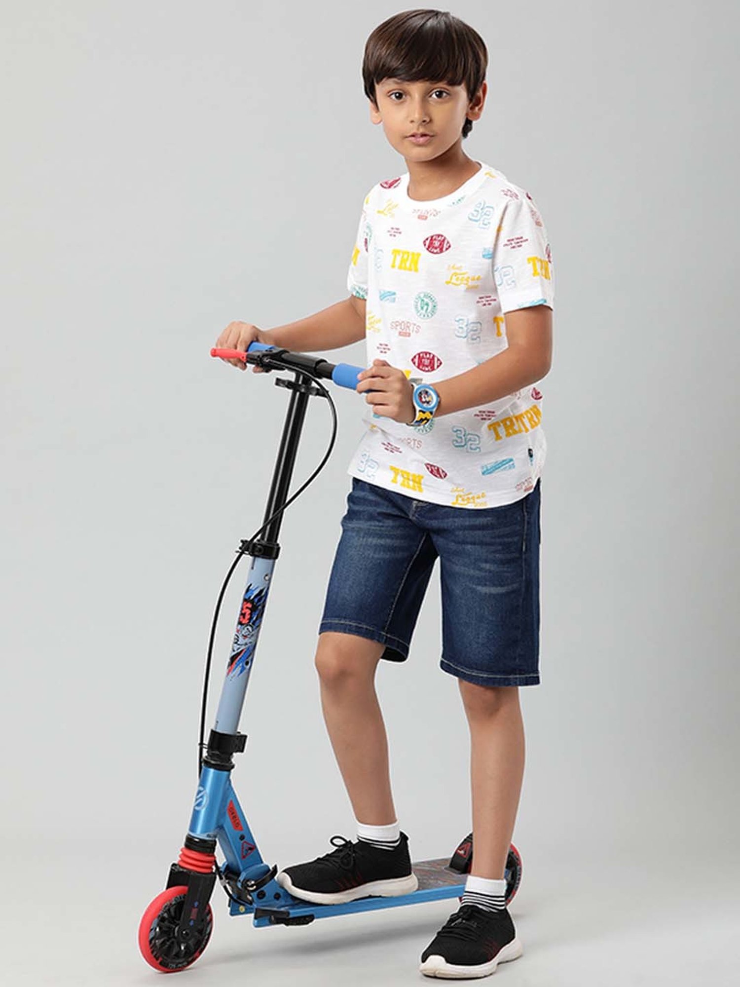 Indian Terrain Kids White Cotton Printed T-Shirt