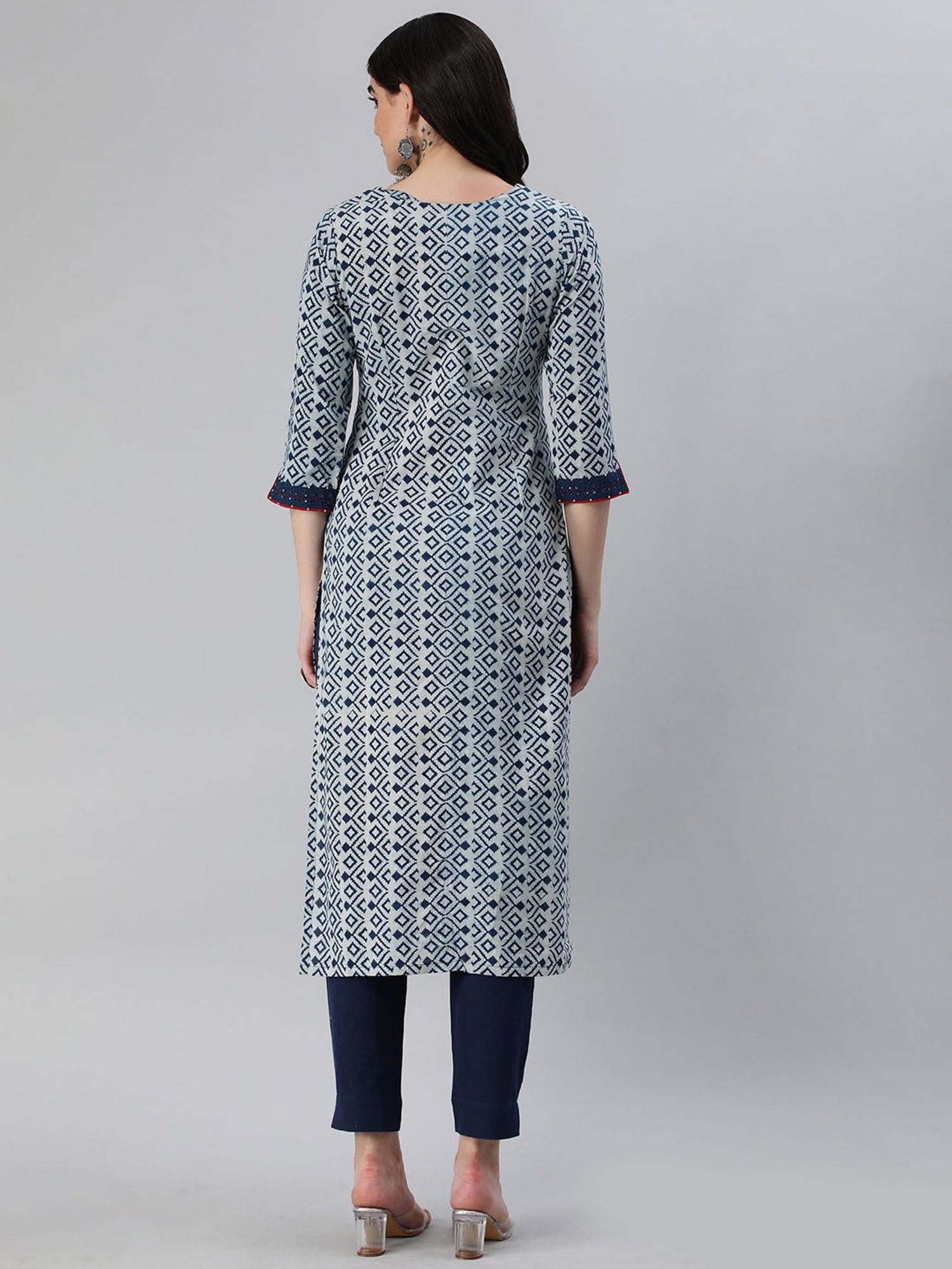 Kami Kubi Blue Printed Straight Kurta