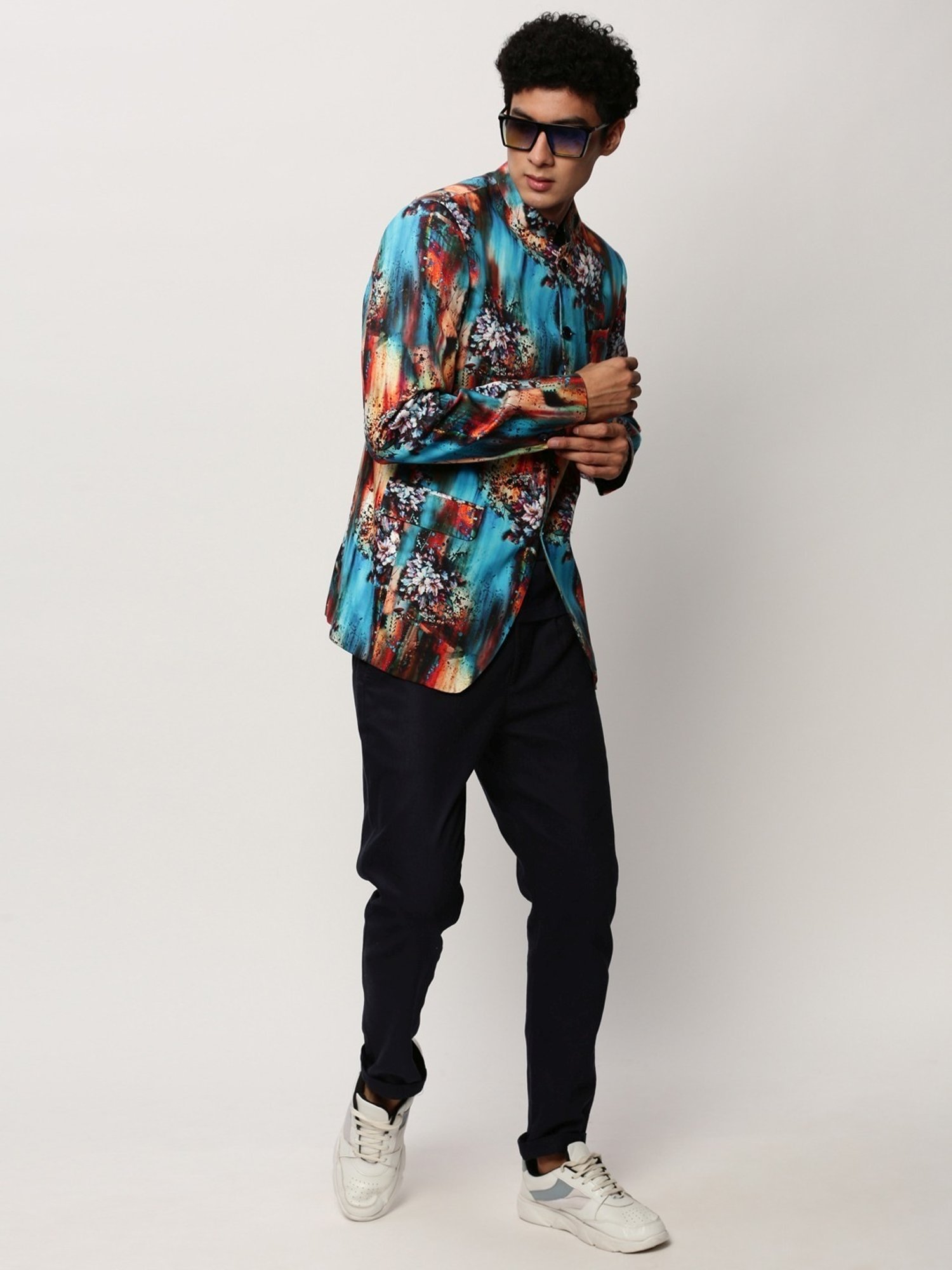 Hangup Cream Regular Fit Ethnic Blazer