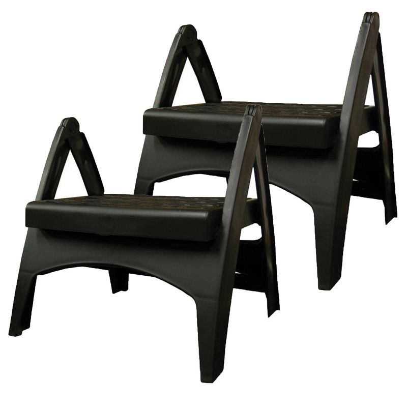 2pk Adams Quik-Fold Step Stool Black