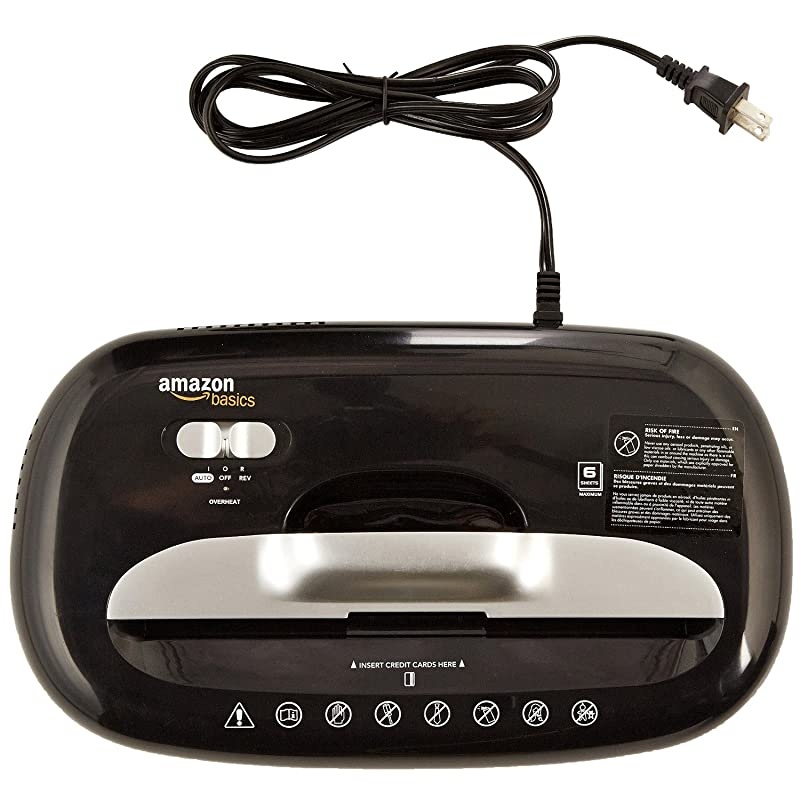 Basics 6Sheet HighSecurity MicroCut Paper and Credit Card Home Office Shredder