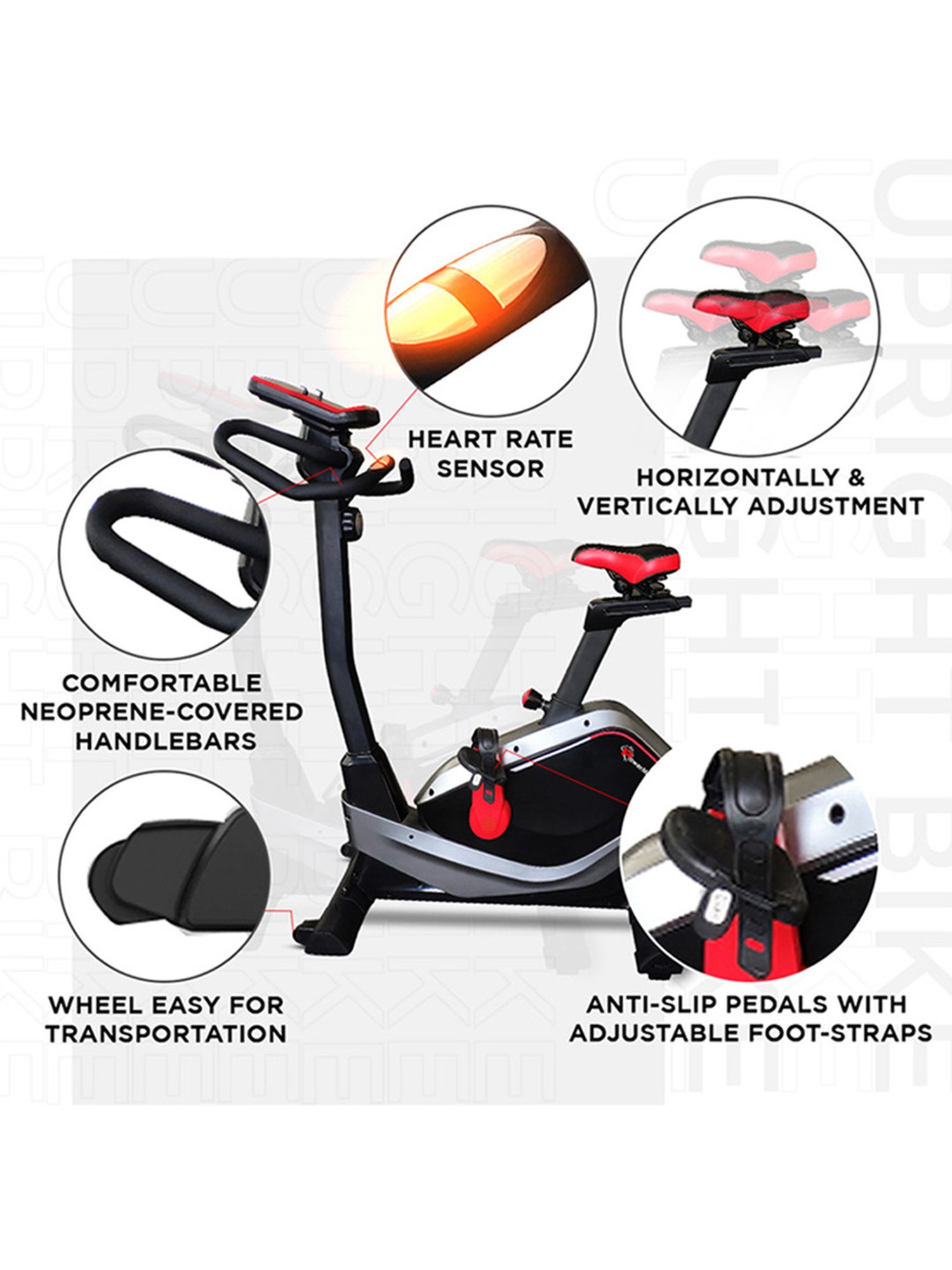 PowerMax Fitness BU-650 Upright Bike (Black)